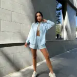 Костюм жіночий рубашка з шортами блакитний