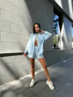 Костюм жіночий рубашка з шортами блакитний