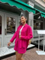 Костюм жіночий рубашка з шортами малиновий