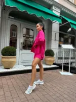 Костюм жіночий рубашка з шортами малиновий