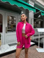 Костюм жіночий рубашка з шортами малиновий