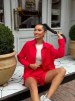 Костюм жіночий рубашка з шортами червоний