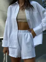 Костюм жіночий рубашка з шортами білий