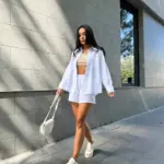 Костюм жіночий рубашка з шортами білий