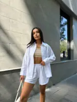 Костюм жіночий рубашка з шортами білий