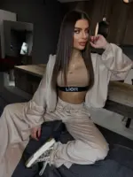 Велюровий костюм жіночий бежевий