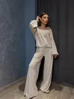 Велюровий костюм жіночий бежевий