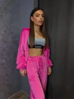 Велюровий костюм жіночий яскраво-рожевий