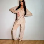 велюровий комбінезон жіночий бежевий