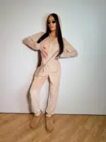 велюровий комбінезон жіночий бежевий