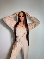 велюровий комбінезон жіночий бежевий
