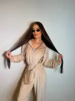 велюровий комбінезон жіночий бежевий