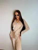 велюровий комбінезон жіночий бежевий