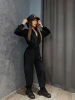 Велюровий комбінезон жіночий чорний