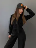 Велюровий комбінезон жіночий чорний