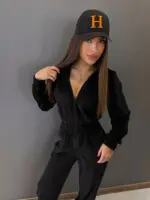 Велюровий комбінезон жіночий чорний