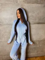 Велюровий комбінезон жіночий блакитний