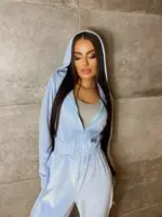 Велюровий комбінезон жіночий блакитний