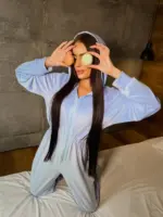 Велюровий комбінезон жіночий блакитний