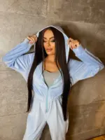 Велюровий комбінезон жіночий блакитний