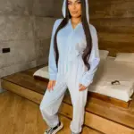 Велюровий комбінезон жіночий блакитний