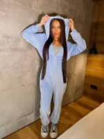 Велюровий комбінезон жіночий блакитний