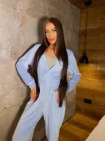 Велюровий комбінезон жіночий блакитний