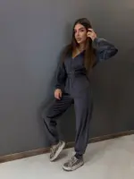 Велюровий комбінезон жіночий графітовий