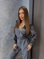 Велюровий комбінезон жіночий графітовий