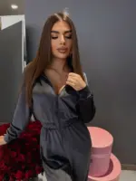 Велюровий комбінезон жіночий графітовий