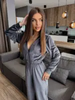 Велюровий комбінезон жіночий графітовий