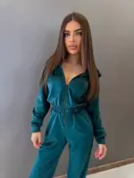 Велюровий комбінезон жіночий зелений
