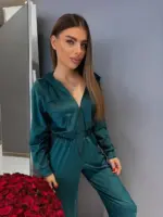 Велюровий комбінезон жіночий зелений