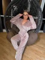 Велюровий комбінезон жіночий мокко