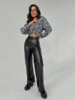 Штани жіночі еко шкіра чорні