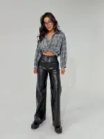 Штани жіночі еко шкіра чорні
