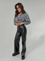 Штани жіночі еко шкіра чорні