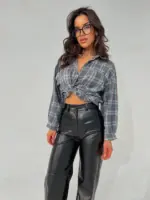 Штани жіночі еко шкіра чорні