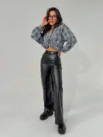 Штани жіночі еко шкіра чорні