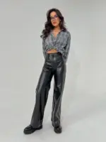 Штани жіночі еко шкіра чорні
