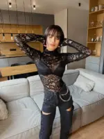 Кружевний боді жіночий чорний