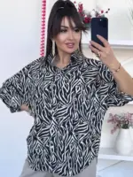 Сорочка жіноча оверсайз зебра чорна
