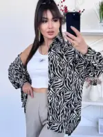 Сорочка жіноча оверсайз зебра чорна