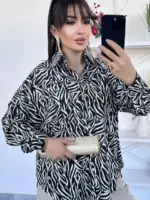 Сорочка жіноча оверсайз зебра чорна