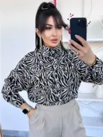 Сорочка жіноча оверсайз зебра чорна