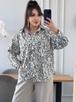Сорочка жіноча оверсайз зебра біла