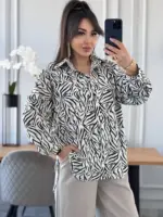 Сорочка жіноча оверсайз зебра біла