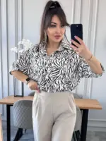 Сорочка жіноча оверсайз зебра біла
