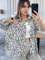 Сорочка жіноча оверсайз зебра біла