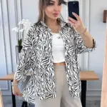 Сорочка жіноча оверсайз зебра біла